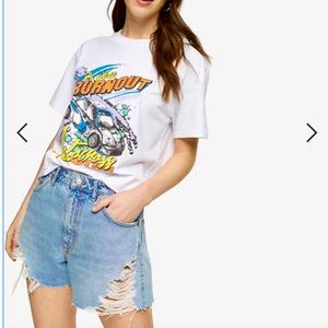 Topshop super ripped mom Jean shorts
